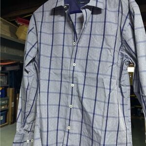 Bugatchi Men's Blue Plaid Button Down Shirt